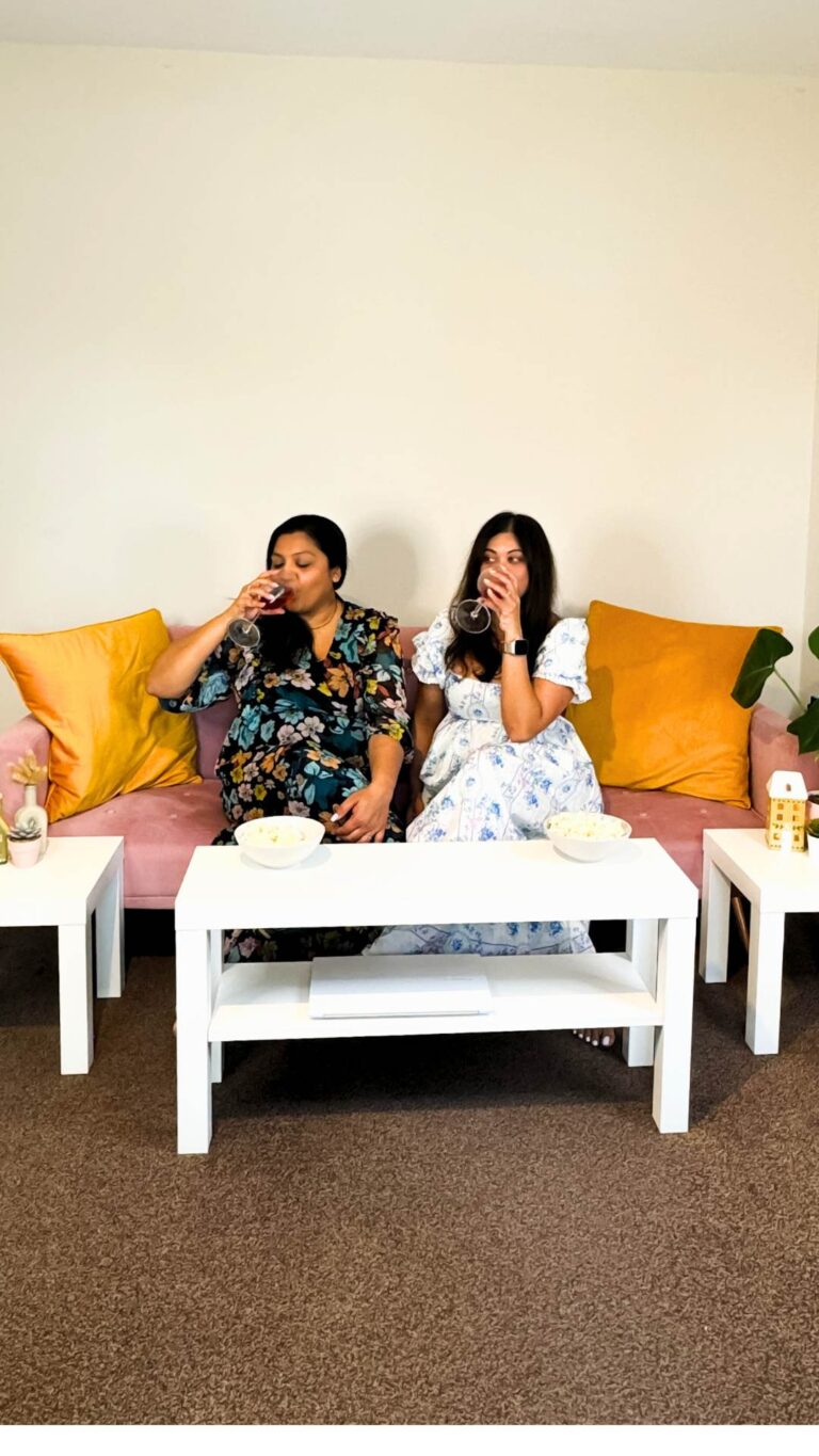 Podcast cover photo inspo| Two girl friends drinking wine